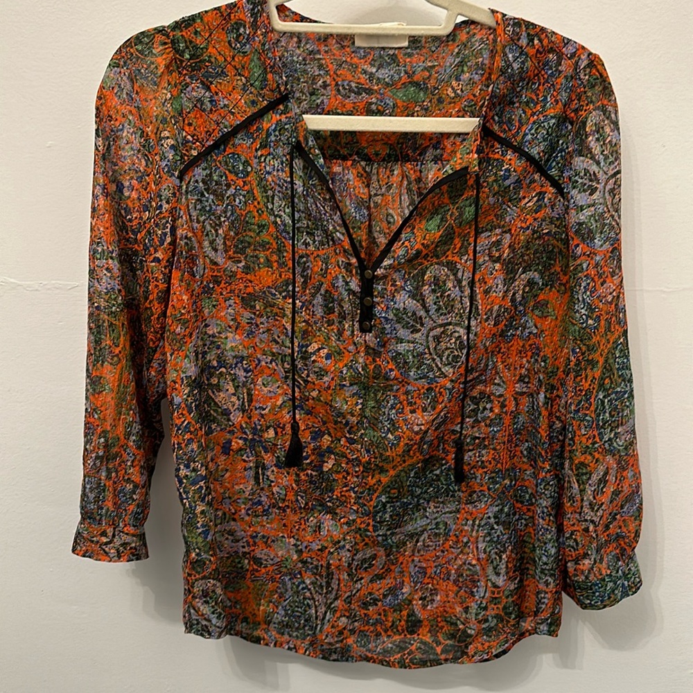 Anthropologie Silk Printed Blouse